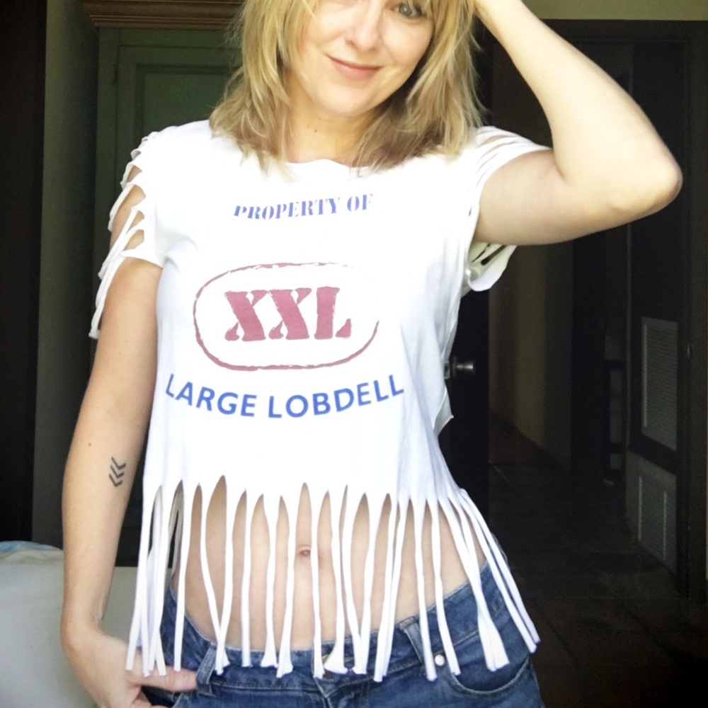 Crop top bikini coverup - Cut-up Upcycled T-Shirt